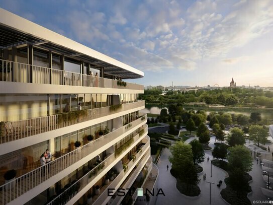 Mit Blick auf die Donau - Wohnung mit großem Balkon - offen und lichtdurchflutet - Nähe U1 Station Kaisermühlen