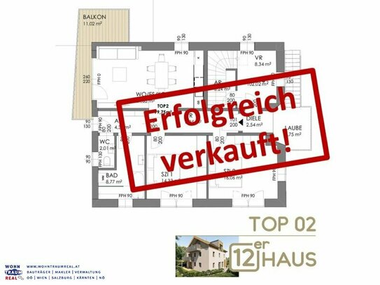 VERKAUFT! 12er-Haus: neue 3-Zimmer Wohnung - ERSTBEZUG