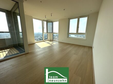 Tolle 3-Zimmer Wohnung mit großen Fensterflächen und Blick über ganz Wien! Rooftop Infinitypool und Fitness inkl.!