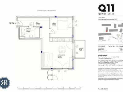 2-Zi. mit Balkon im 4.OG - TOP 722