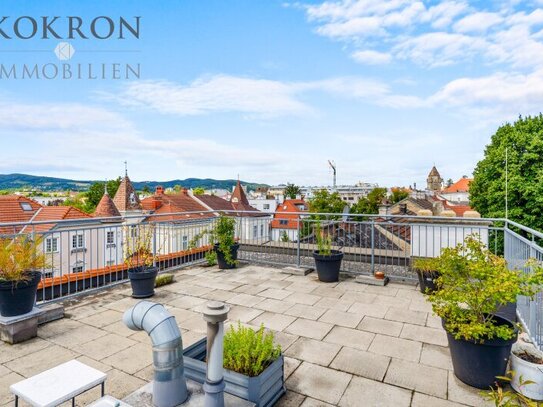 Frühlingserwachen! Dachterrasse mit Panoramablick trifft großzügige Raumstrukturen