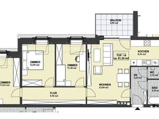 4-Zimmer Mietwohnung mit Balkon im Herzen von 2120 Wolkersdorf