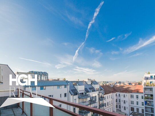 1100 Wien Zentral begehbare, helle 4-Zimmer Dachterrassenwohnung im 7. Liftstock mit Ausblick