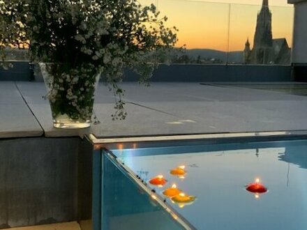 WOHNEN über den Dächern Wiens: Stephansdom-Blick mit Pool in BESTLAGE