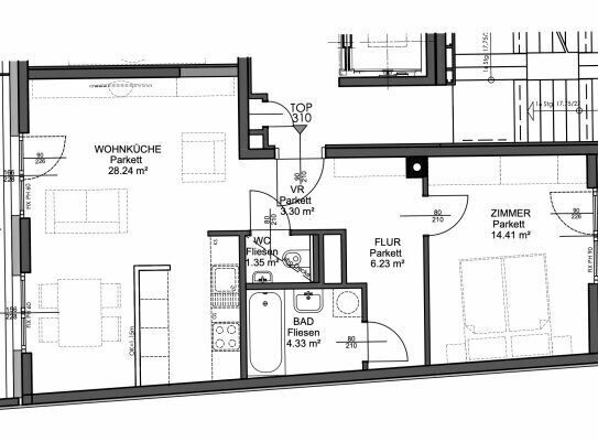 Geförderte 2-Zimmer-Wohnung im Sonnwendviertel