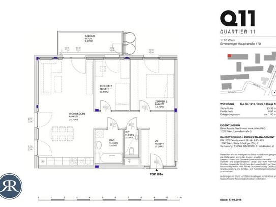 2-Zi. mit Balkon im 3.OG - TOP 1016 (AB SEPTEMBER)