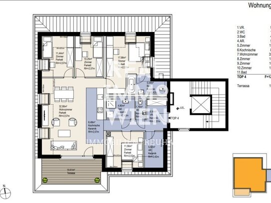 Erstbezug: Traumwohnung in 3423 St. Andrä-Wördern | 120.27m², 5 Zimmer, 2 WCs, 2 Bäder, Terrasse, uvm.