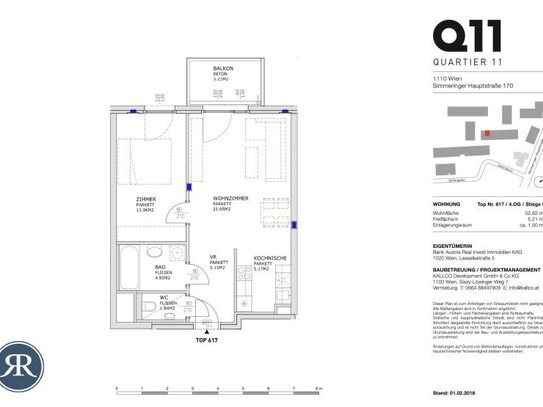 2-Zi. Wohnung mit Balkon im 4.OG - TOP 617 (AB OKTOBER)