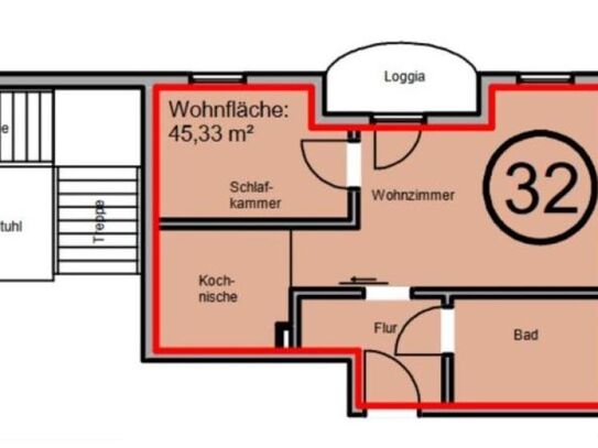 Seniorenwohnanlage Burg – Gemütliche 2-Raumwohnung mit Loggia im Dachgeschoss bna60