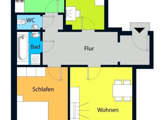 Hübsche Wohnung mit Balkon und Blick in den grünen Innenhof! Wohnküche!