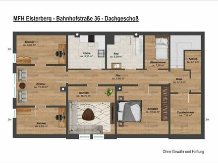 !!! Super 6 Raum Dachgeschoß Wohnung in Elsterberg + Terrasse im Innenhof !!!