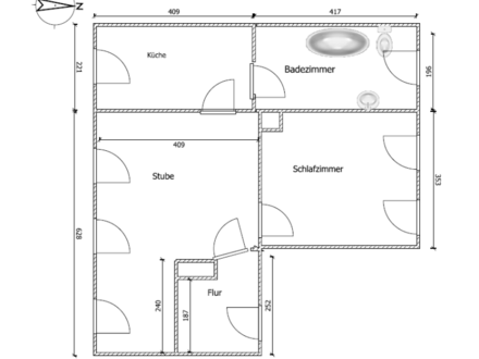 2-Raum-Wohnung in ruhiger Lage unweit des Zentrums