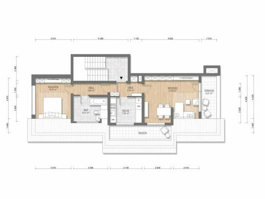 Moderne 2-Zimmer-Wohnung mit zwei Terrassen in ruhiger Lage