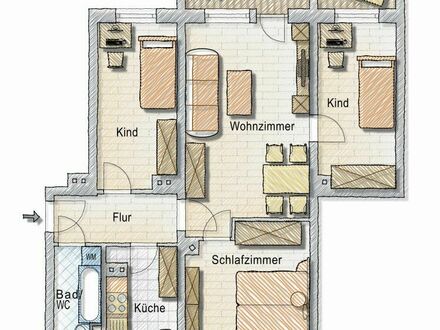 super Wohnung - vier Zimmer - Balkon - schöne Lage