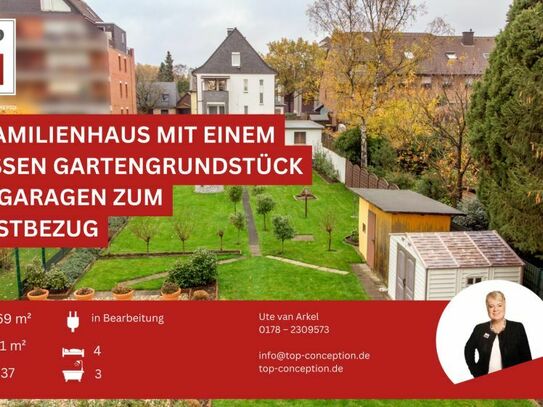 Einfamilienhaus mit einem großen Gartengrundstück und Garagen zum Selbstbezug *provisionsfrei