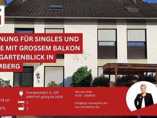 Wohnung für Singles oder Paare mit großem Balkon und Gartenblick in Baumberg