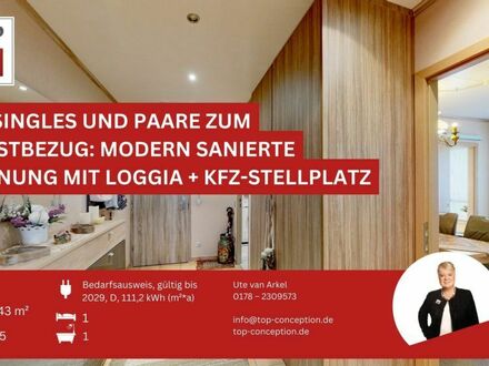 Für Singles und Paare zum Selbsteinzug: Modern sanierte Wohnung mit Loggia + KFZ-Stellplatz *provisionsfrei