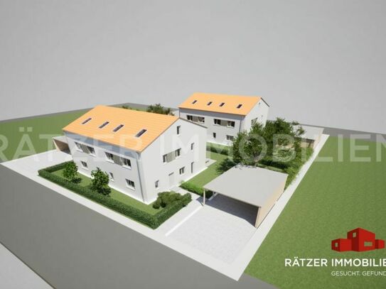Neubau von 4 Doppelhaushälften mit Carport
in ökologischer Holzbauweise in Deining.
Provisionsfrei für den Käufer