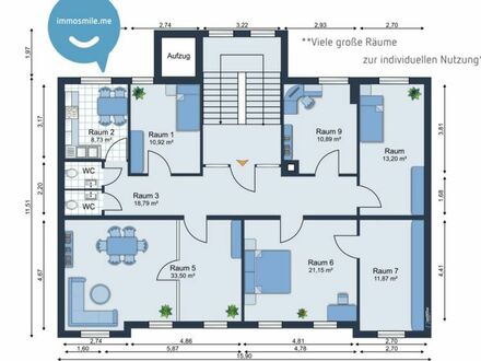 Büroeinheiten • mitten in der City • 7 große Räume • Fahrstuhl • Stellplätze • schnell anschauen