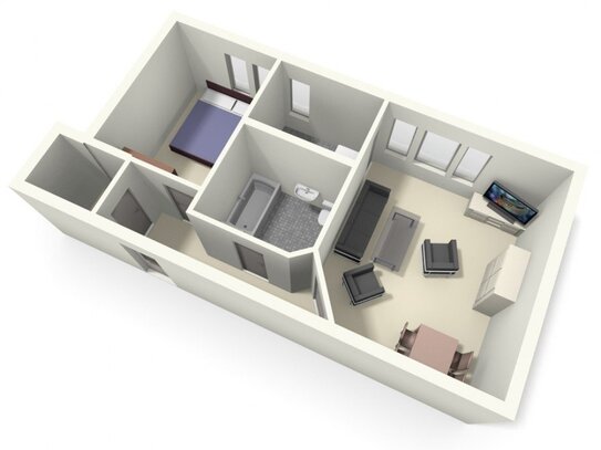 Gemütliche Dachgeschosswohnung mit 2 Zimmern + Bad mit Badewanne+Abstellraum+Laminat+Oberlichter