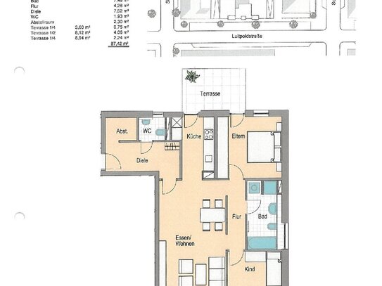 3-Zimmerwohnung im Erdgeschoss mit 2 Terrassen