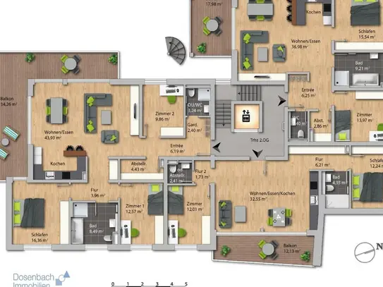 Exklusive Wohnung im Zentrum von Grenzach - 3 Zimmer-Wohnung (2. OG 0.7)