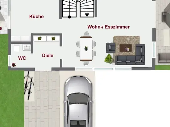 Troisdorf Zentrum: Modernes Reihenendhaus in Zentrumsnähe mit zwei Terrassen und Garten.