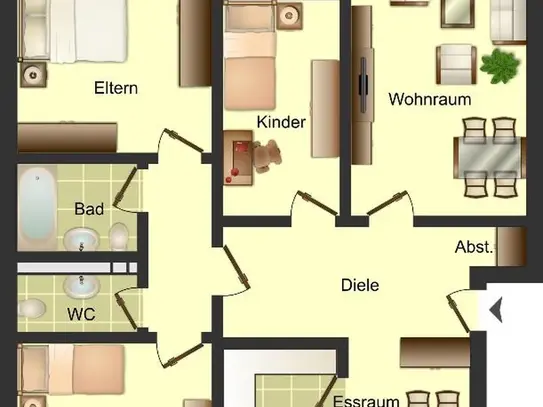 Großzügige 4-Zimmer-Erdgeschosswohnung mit zwei Balkonen und Gäste-WC in gepflegtem Mehrfamilienhaus