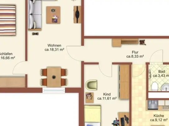 3-Raum-Wohnung in Chemnitz Morgenleite