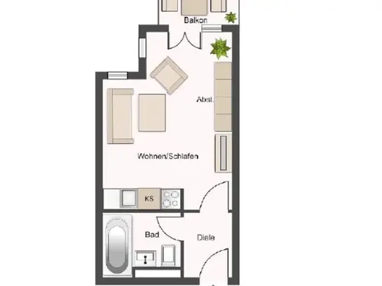 Helle 1-Raumwohnung mit Balkon in Frankenberg mieten