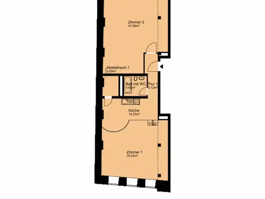 große 2-Raum-Wohnung in der östlichen Altstadt