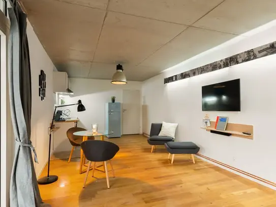 Light-flooded loft with courtyard/balcony in former laundry