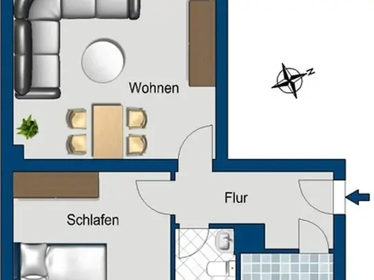 Ihr neues Zuhause: praktische 2-Zimmer-Wohnung