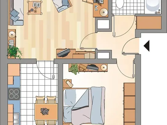 Bezugsfertige 2,5 Zimmer Wohnung mit einem Duschbad