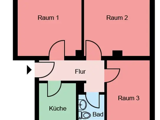 Stop: kleine 3-Raumwohnung mit guter Ausstattung