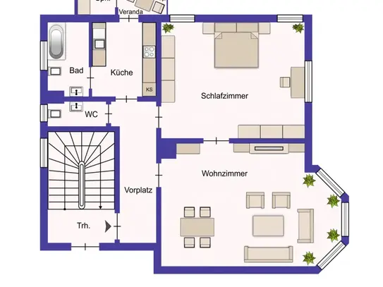 Hochwertige möblierte 2 Zimmer-Wohnung zur Miete in Stuttgart