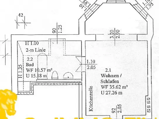 Lichtdurchflutete 1-RWE mit Erker und kleiner Einbauküche in einer modernen Villa von Weißwasser