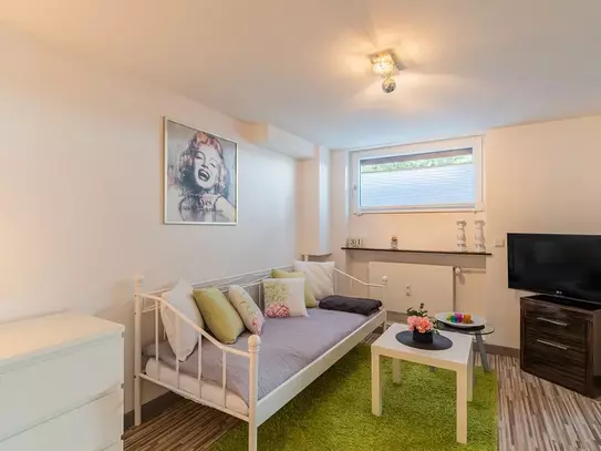 City-Residence: Nicely furnished bright 1-room lower-basement apartment on the Nidda – euhabitat