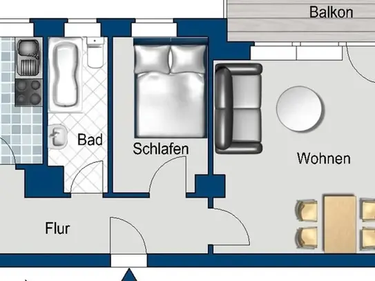 Perfekt für uns: ansprechende 2-Zimmer-Wohnung