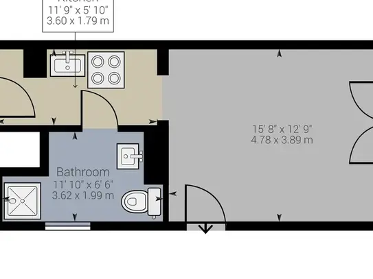 New Building: Furnished 1 room studio with elevator and balcony