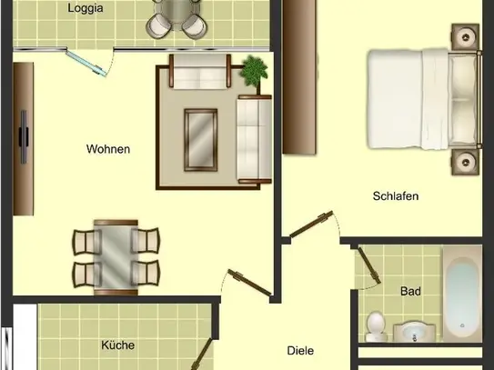 2-Zimmer-Wohnung in der Nähe zu Leverkusen/ Düsseldorf