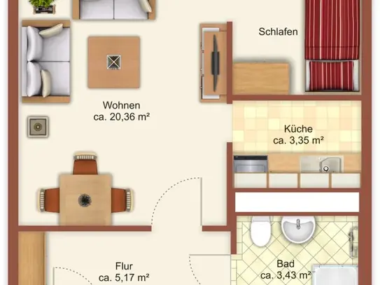 1-Raum-Wohnung in Chemnitz Kappel