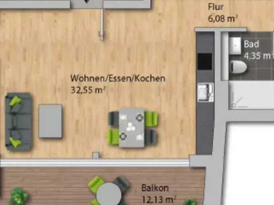 Exklusive Wohnung im Zentrum von Grenzach - 3 Zimmer-Wohnung (2. OG 0.7)