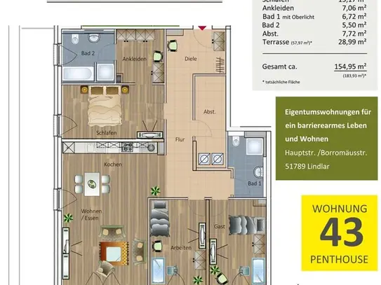 RESERVIERT! W43 - 4 Zimmer PenthouseWohnung mit ca. 58 m² Dachterrasse