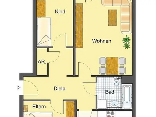 Helle 3-Zimmer Wohnung für die kleine Familie (WBS notwendig)