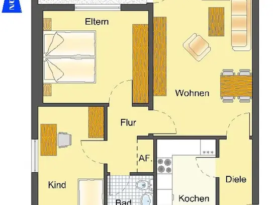 Ab Mitte August mieten ! Gut aufgeteilte 3-Zimmer-Wohnung in Detmold Hiddeser Berg mit Balkon