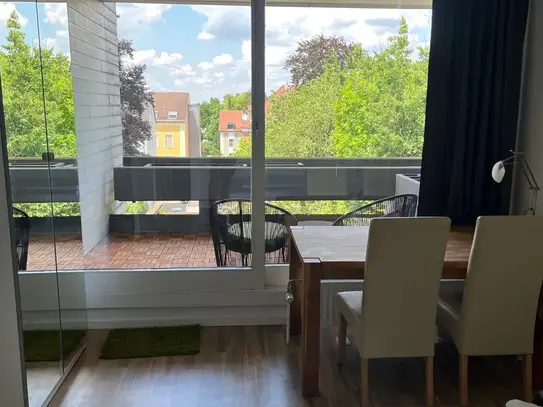 Furnished apartment directly at Augsburg main station with large west-facing balcony