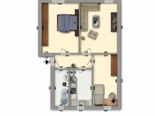 Gemütliche 3-Raumwohnung im 1.Obergeschoss!