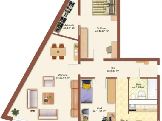 3-Raum-Wohnung in Chemnitz Morgenleite