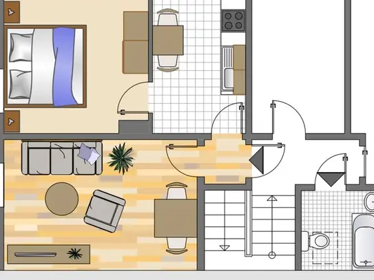 Schöne Dachgeschoss-Wohnung mit 2 Zimmern in bester Lage von Alt-Wetter!